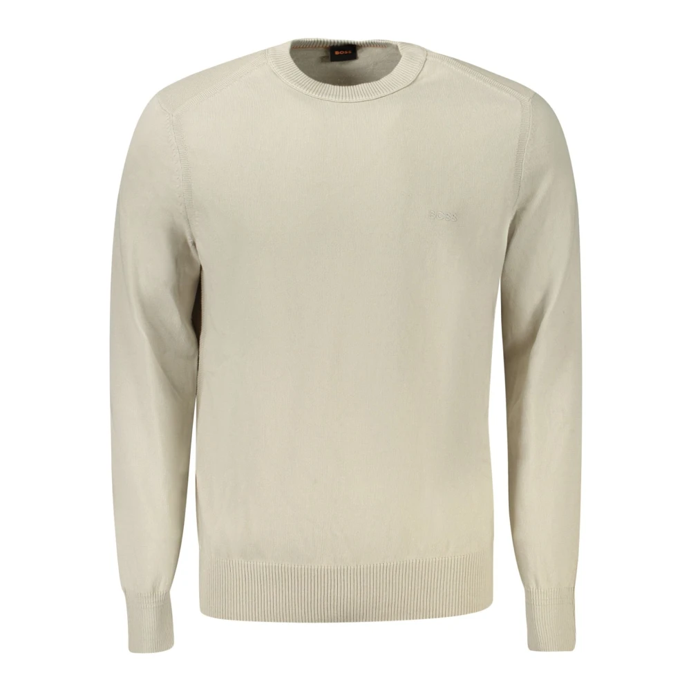 Hugo Boss Beige Trui met Lange Mouwen en Geborduurd Logo Beige Heren