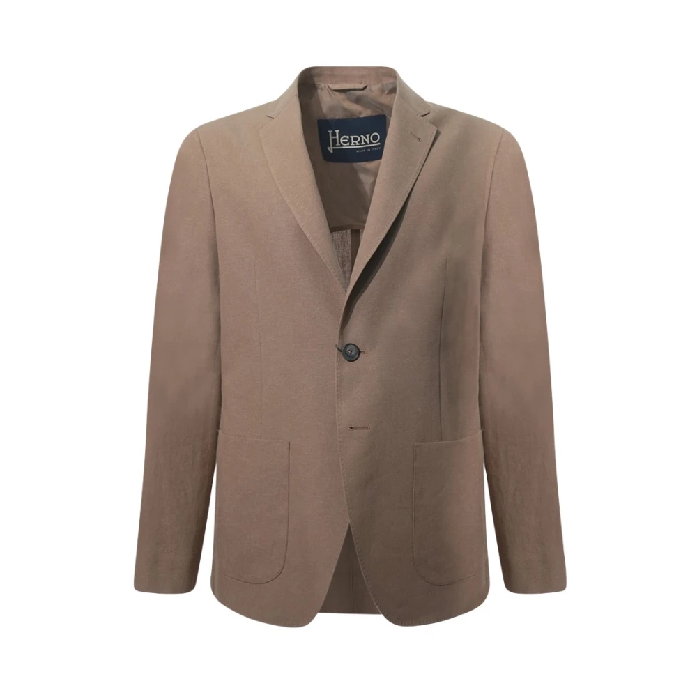 Herno Mannelijk Bruin Jassen Heren, L, Katoen, Light Scuba Blazer