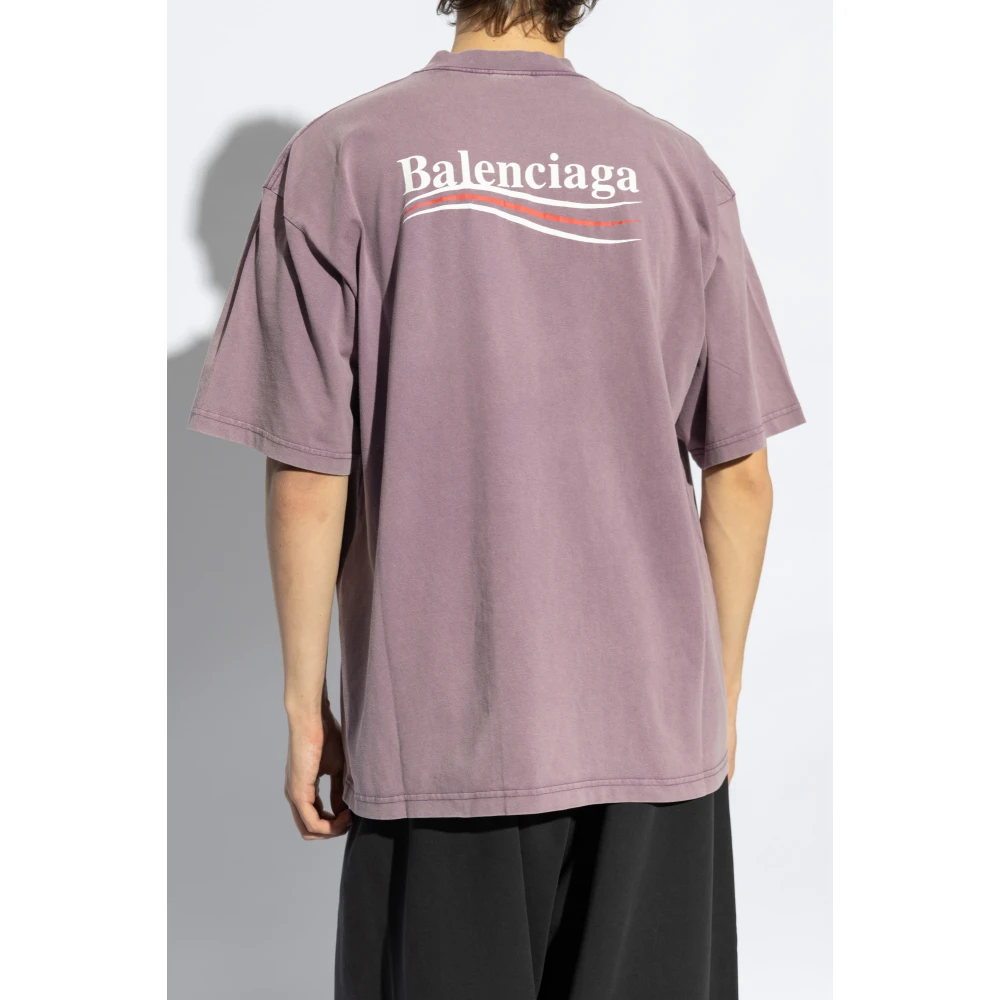 Balenciaga T-shirt met logo Purple Heren