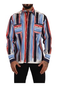 Red Striped Long Sleeve Cotton Shirt Blue