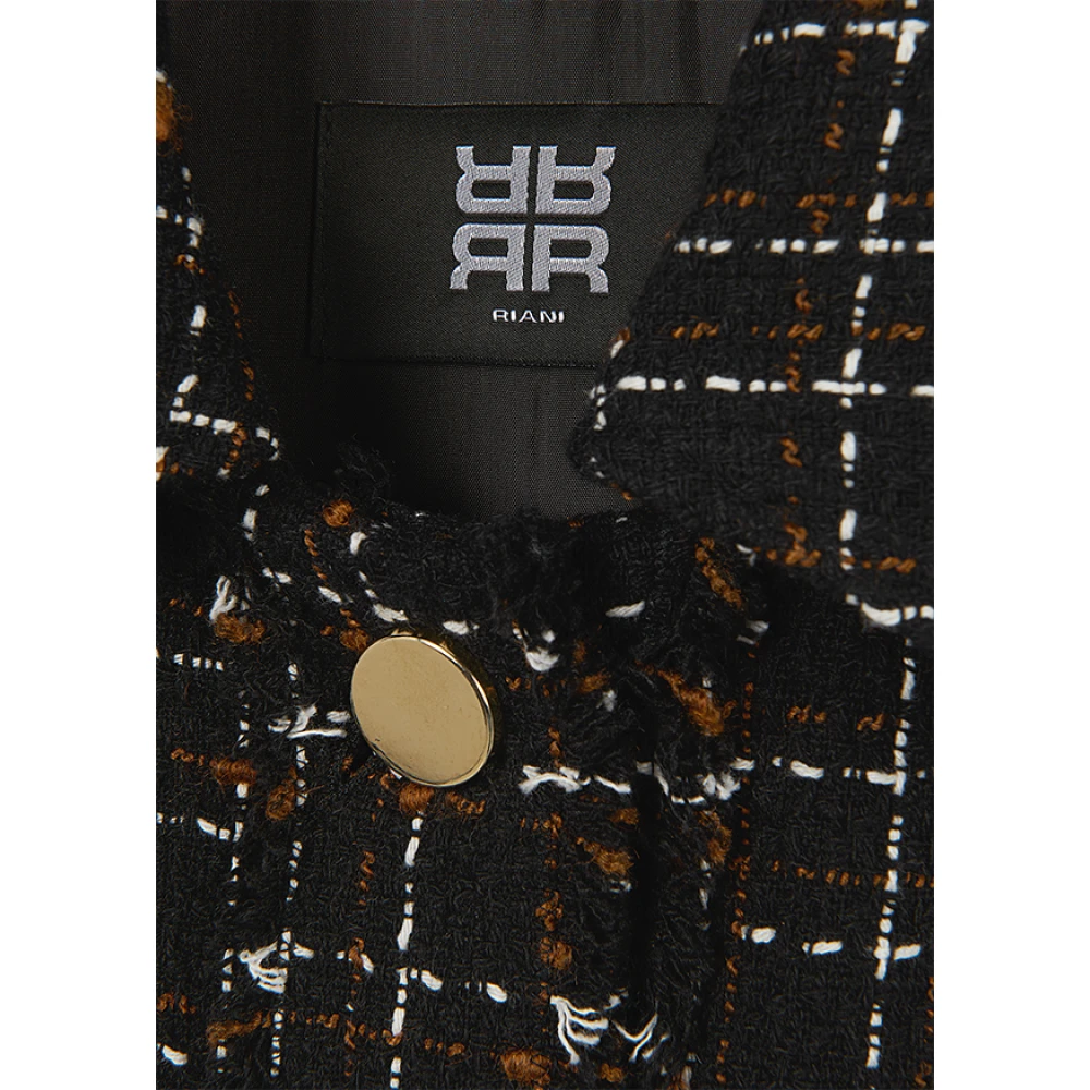 RIANI Tweed Gilet met Geruite Afwerking Black Dames