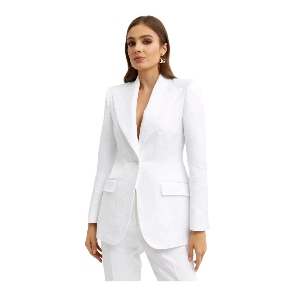 Dolce & Gabbana Women's White Blazers, Xs, Textured Blazer