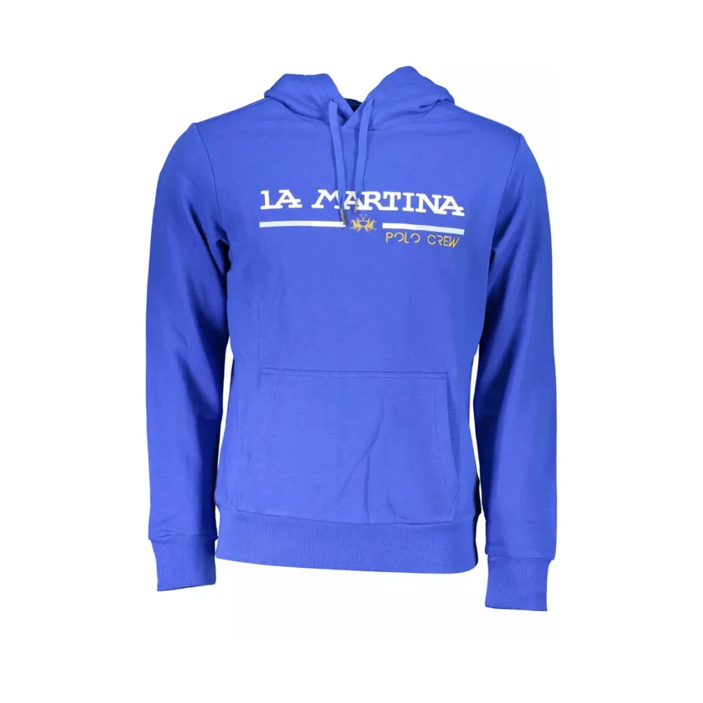 La Martina Men's Blue Cotton Hoodie With Embroidery - Hoodies - 2XL - Sweatshirts & Hoodies