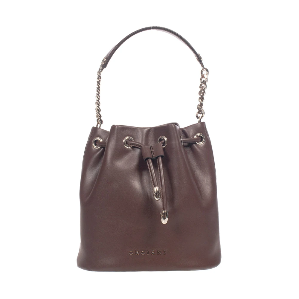 Orciani Leren emmer tas met gouden details Brown Dames