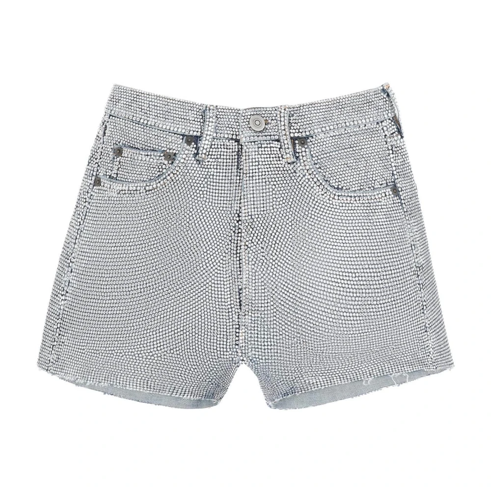 Maison Margiela Denim shorts met strass steentjes Gray Dames