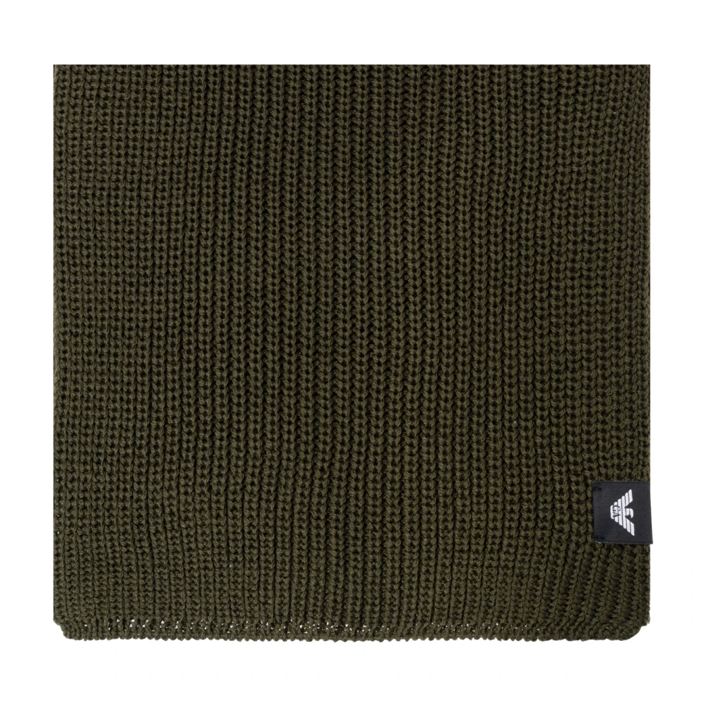 Emporio Armani Wollen sjaal met logo Green Heren