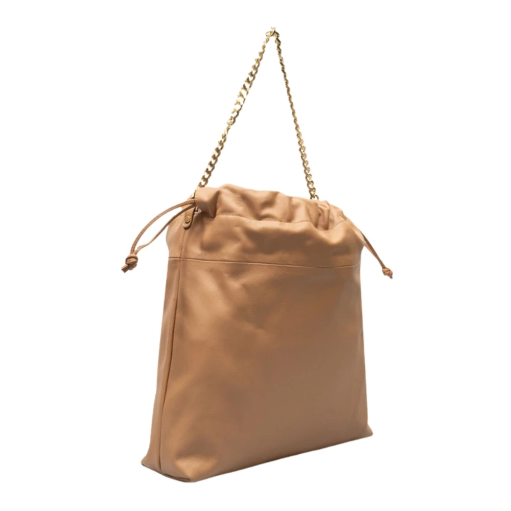 Twinset Leren Shopper Tas met Kettinghengsel Beige Dames