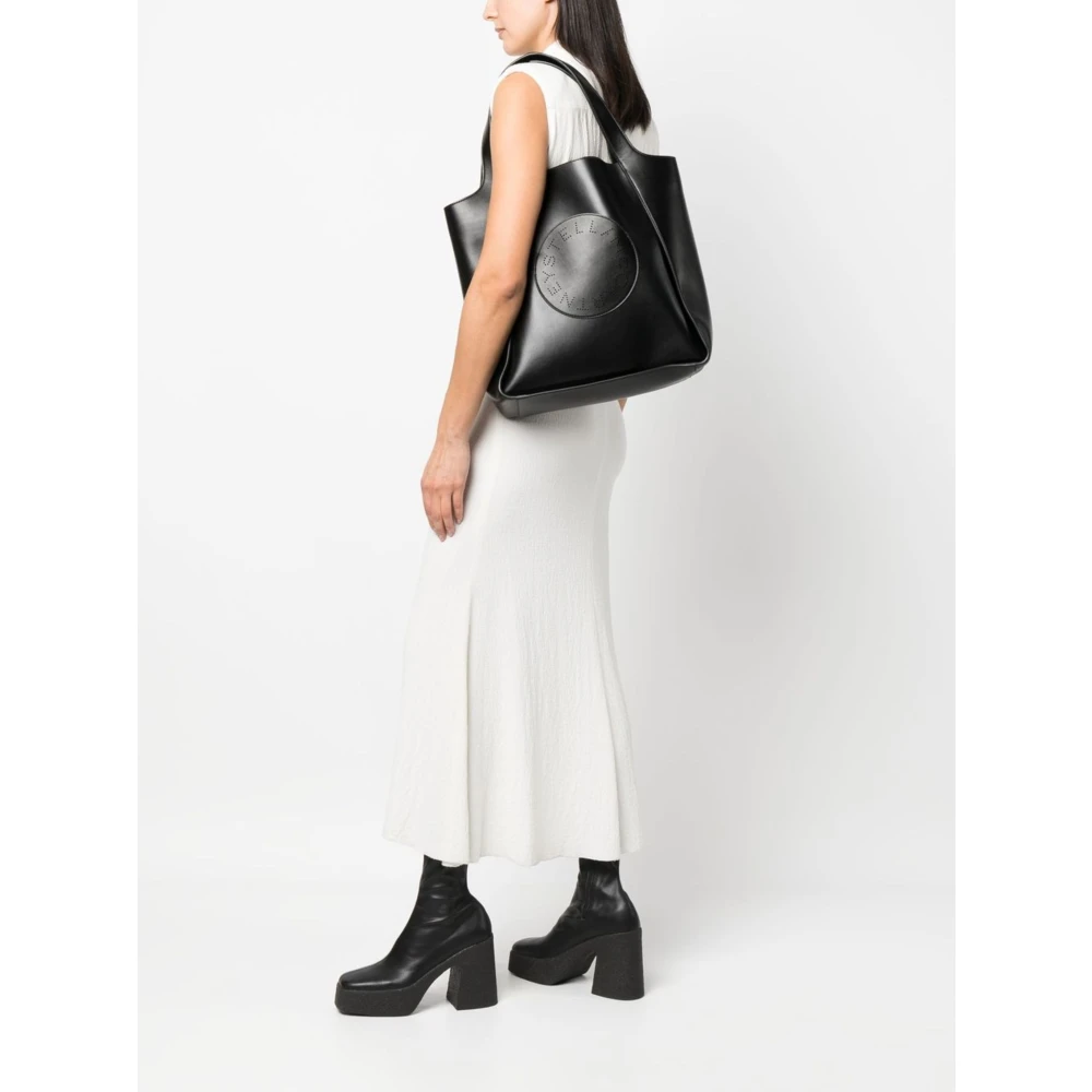 Stella Mccartney Zwarte Logo Tote Tas Black Dames