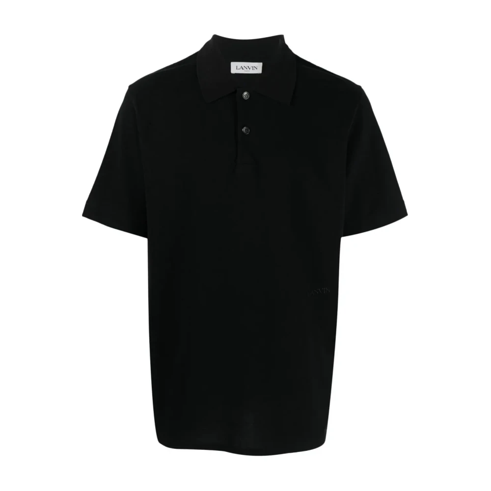 Lanvin Zwart Polo Shirt met Logo Black Heren