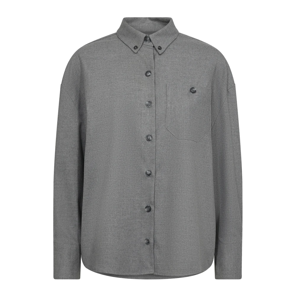 MOS MOSH Oversized Shirt met Zachte Kwaliteit Gray Dames
