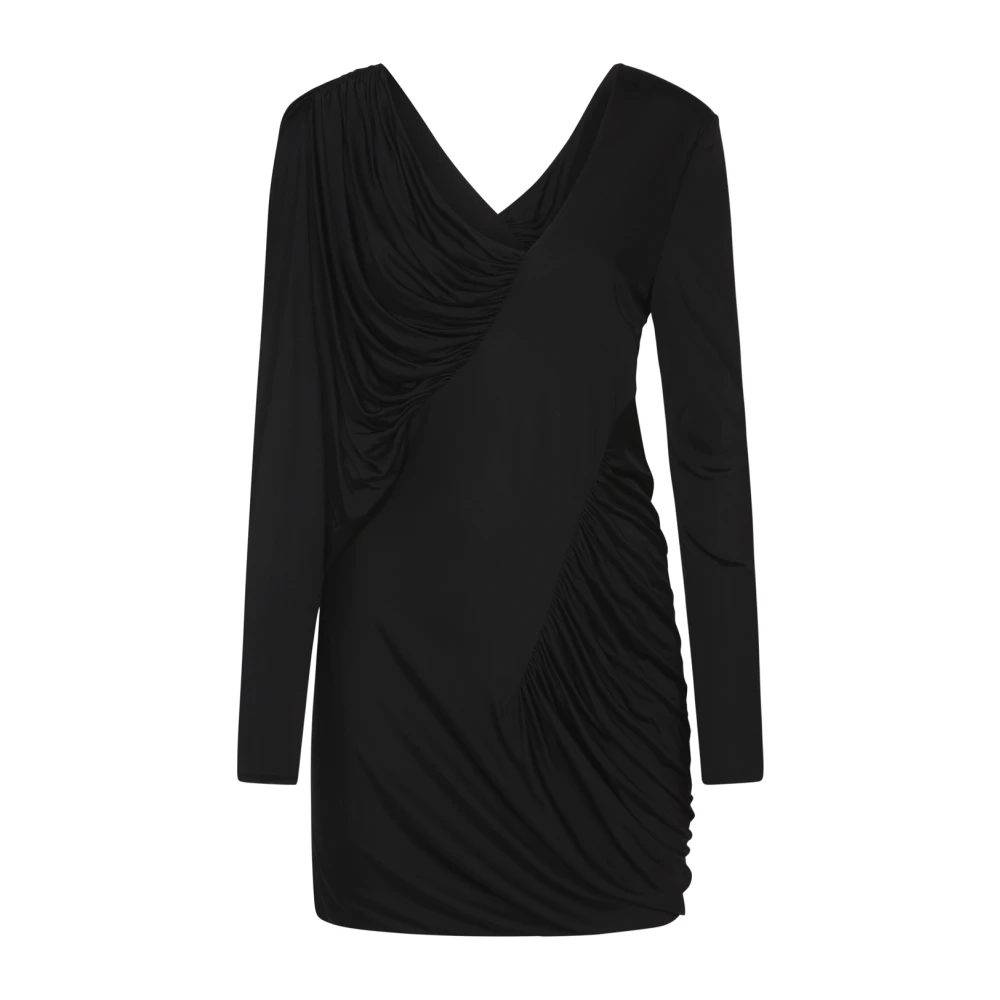 Saint Laurent Gedrapeerde Jersey Jurk Black Dames