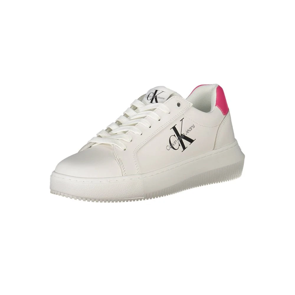 Calvin Klein Women's White Sneakers, 7 Uk, Leather Sneaker