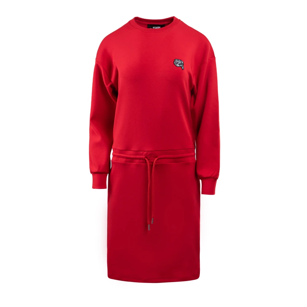 Karl Lagerfeld Rode Modal Jurk Ikonik 2.0 Red Dames