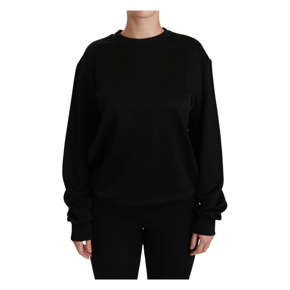 Dolce & Gabbana Elegant Black Cotton Jumper - Female - Sweatshirts - Black - S - Sweatshirts & Hoodies