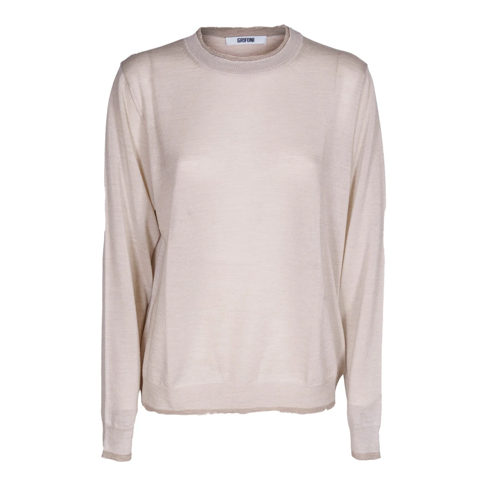 Mauro Grifoni Dames Wollen Trui Ronde Hals Gray Dames
