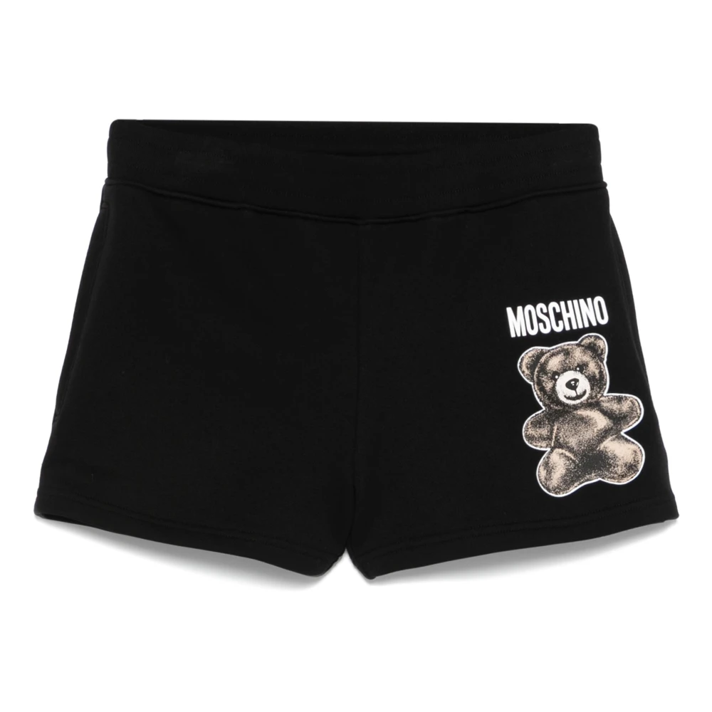 Moschino Zwarte Shorts met Koordtaille en Logo Black Dames