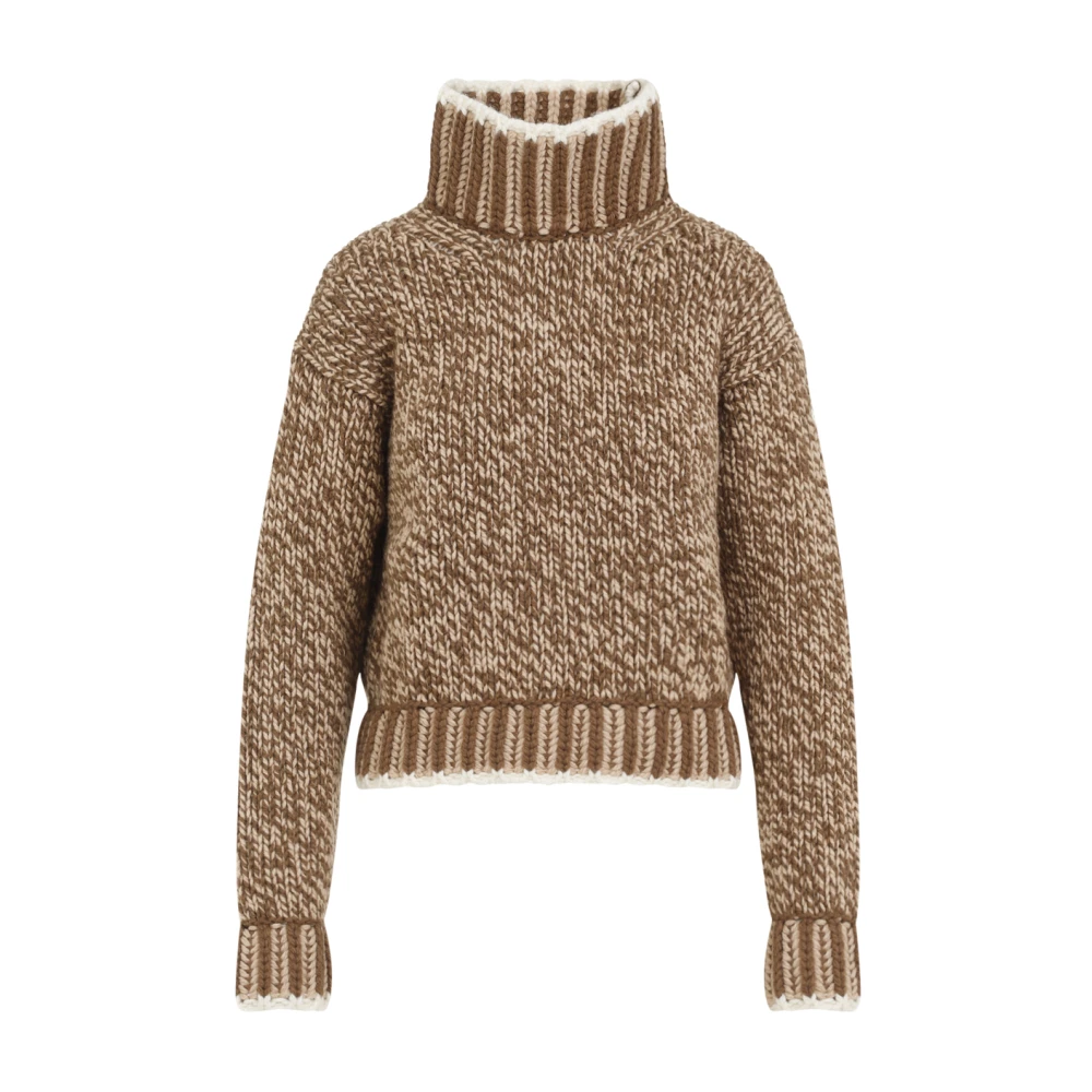 Moncler Bruine Turtleneck Tricot Sweater Brown Dames