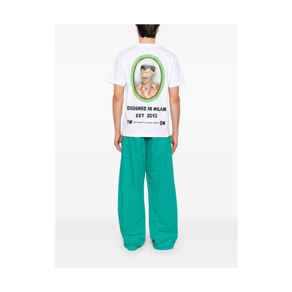 Off White Wit Logo Print Crew Neck T-shirt Multicolor Heren