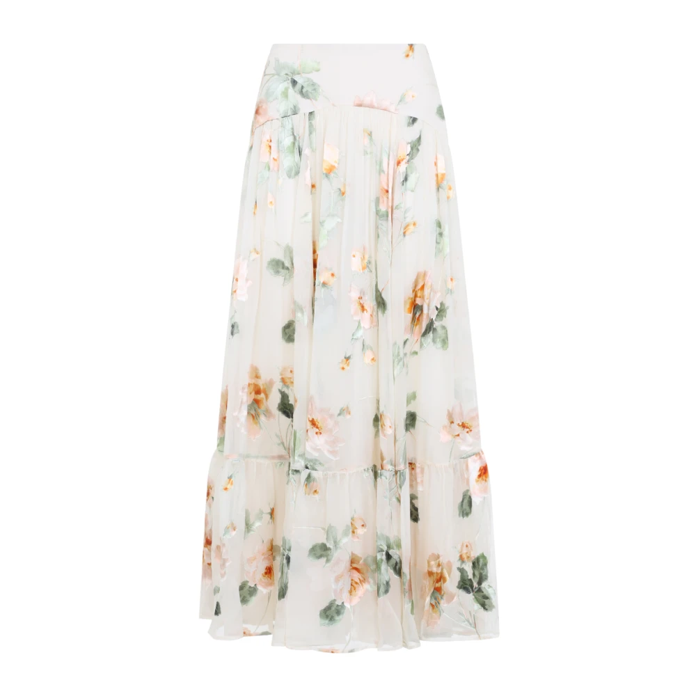 Zimmermann Women's Multicolor Midi Skirts, S, Carousel Burnout Midi Skirt