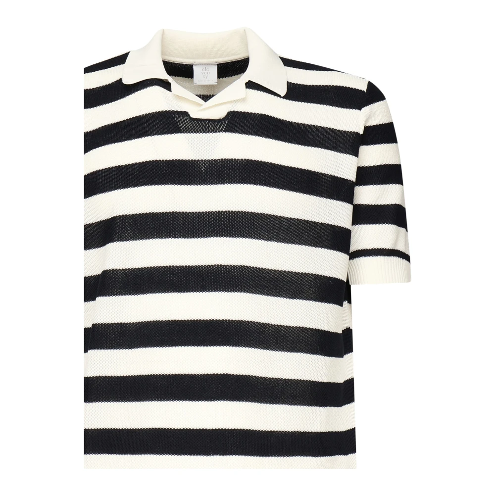 Eleventy Gestreept Poloshirt in Wit Blauw White Heren