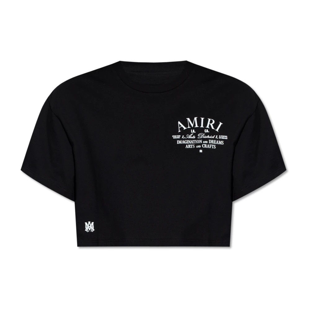 Amiri Geknipt T-shirt met logo Black Dames