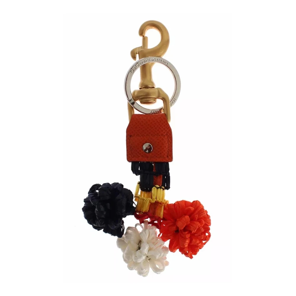 Dolce & Gabbana Raffia Kwast Sleutelhanger Multicolor Metalen Details Multicolor Dames