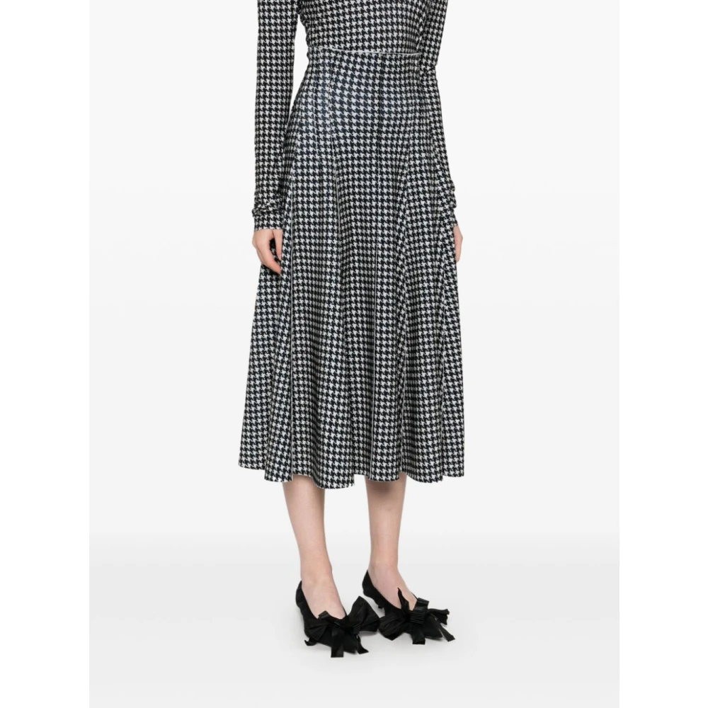 Norma Kamali Zwart Houndstooth A-Lijn Rok Black Dames