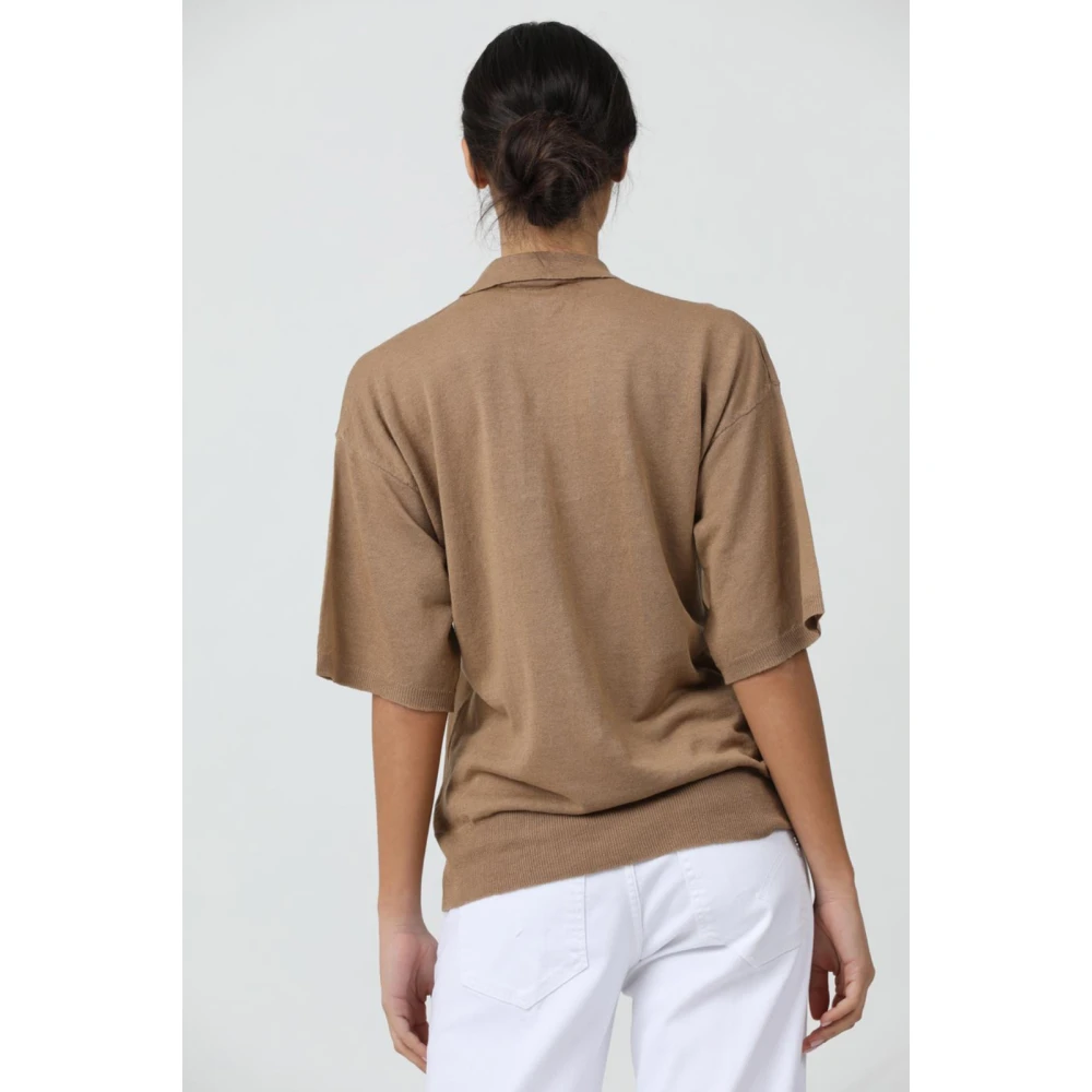 Alpha Studio Klassieke Polo Shirt Brown Dames