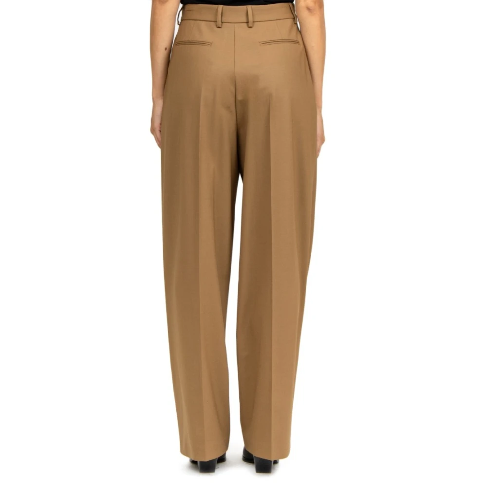 Giuseppe Di Morabito Kameel Wijde Pijp Wollen Broek Brown Dames