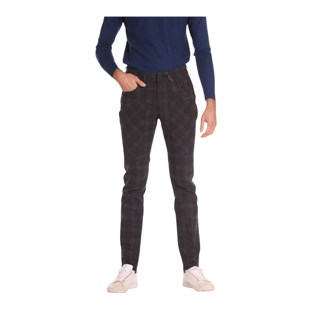 Jeckerson Slim Fit Brun Rutiga Byxor Brown, Herr