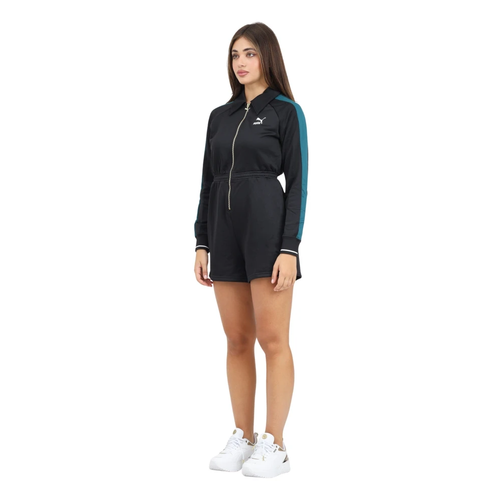 Puma Sportieve Zwarte Jumpsuit met Gouden Accenten Black Dames