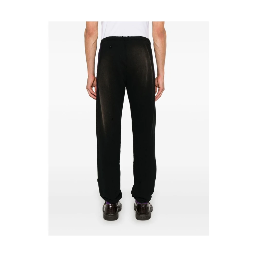 Needles Gedistresseerde katoenen jersey broek Black Heren