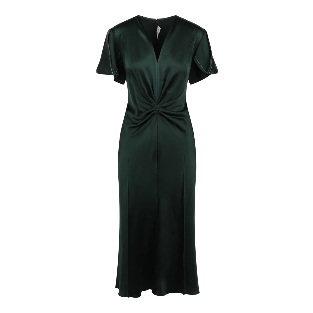 Victoria Beckham Geplooide crêpe midi-jurk Green Dames