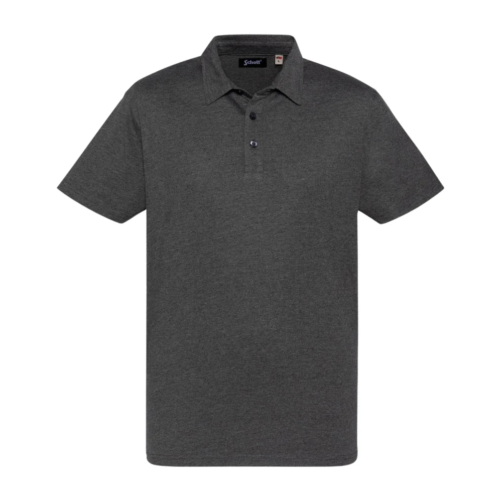 Schott NYC Katoenen Jersey Polo Peter Gray Heren