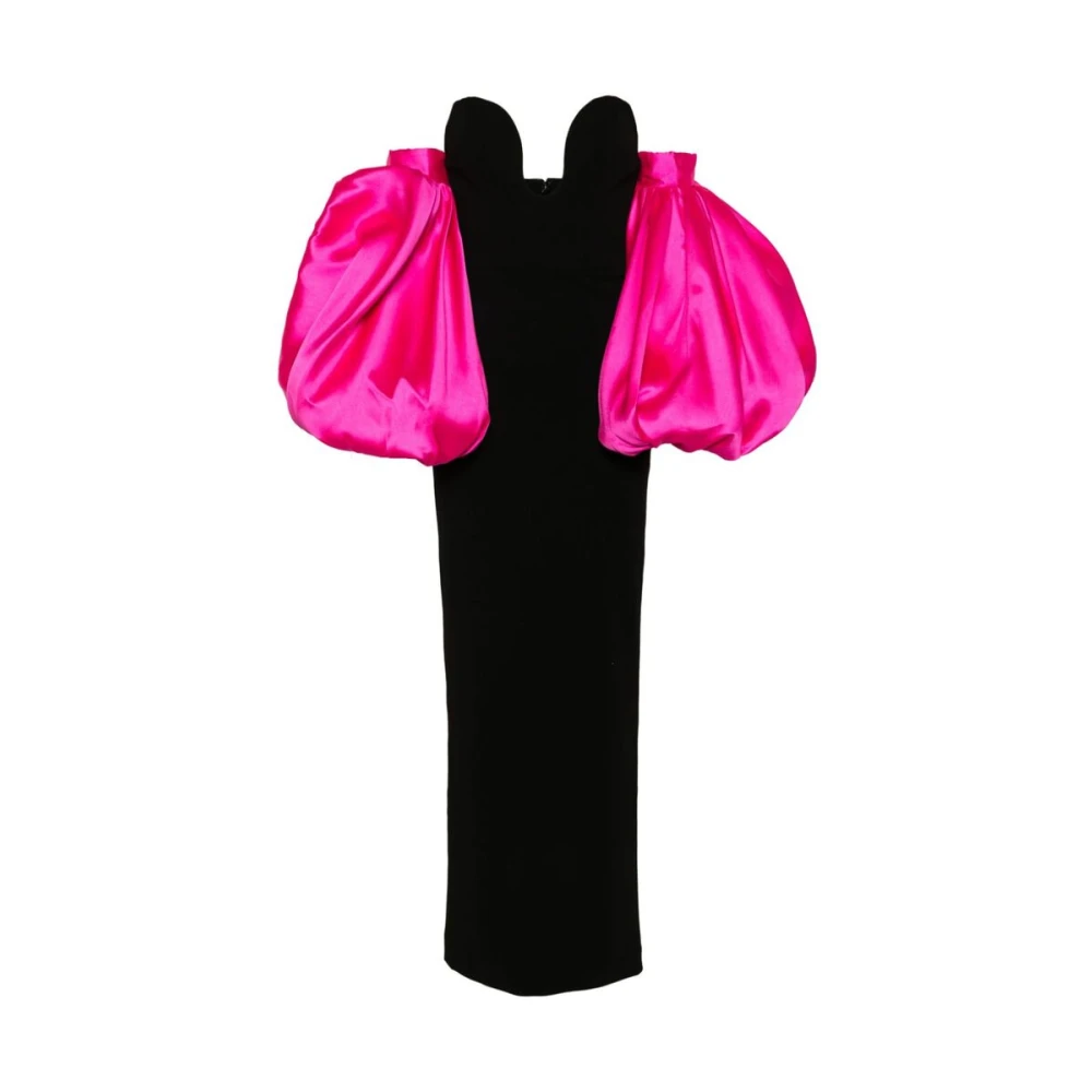 Solace London Zwart Fuchsia Roze Strapless Jurk Black Dames
