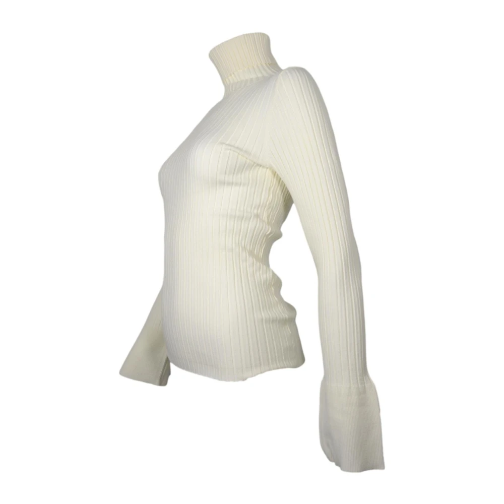 Kaos Geribbelde coltrui room Beige Dames