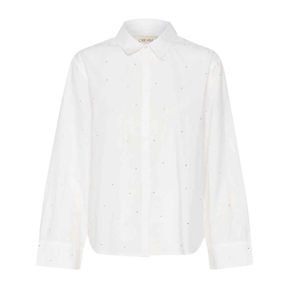 Cream Glitter Overhemdblouse Sneeuwwit White Dames