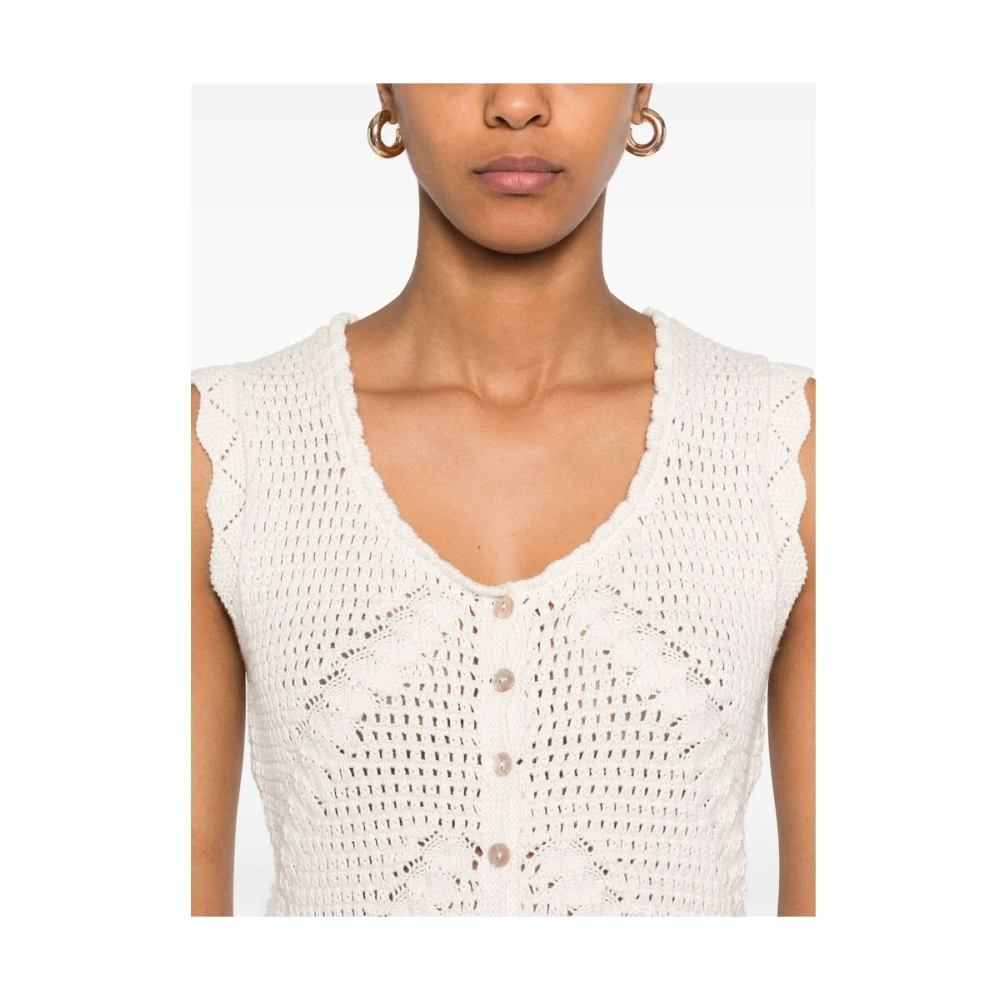 A.p.c. Beige Mouwloze Sweater met Knoopsluiting White Dames