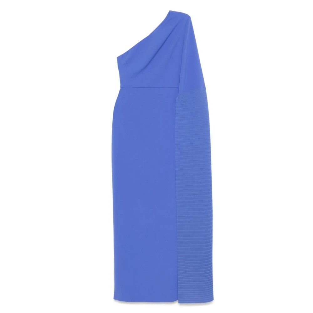 Solace London Blue Asymmetric Neck Dress With Slit - Female - Maxi Dresses - S - Dresses