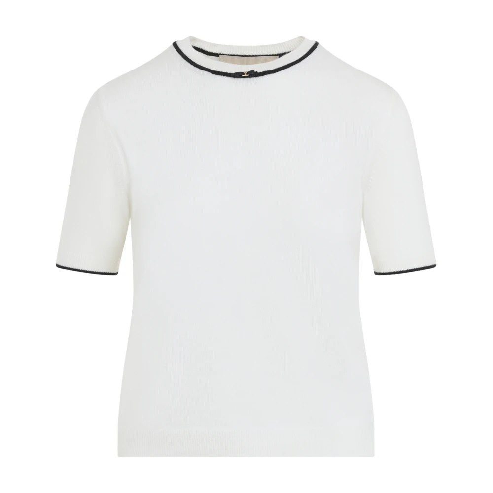 Valentino Kvinno Beige Stickade Tröjor Dam, L, Stickad Tröja I Ull
