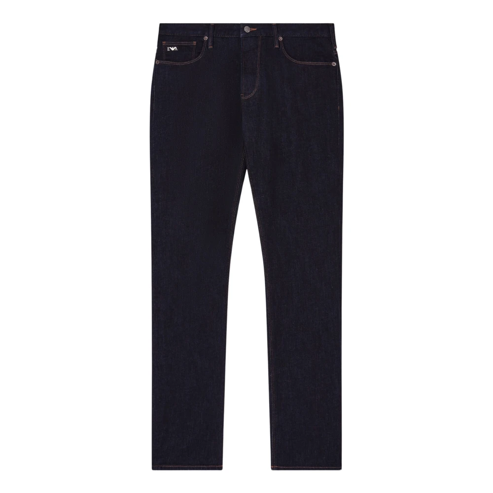 Emporio Armani Mannelijk Zwart Jeans Heren, W32, Katoen, Logo-Patch Five-Pockets Jeans