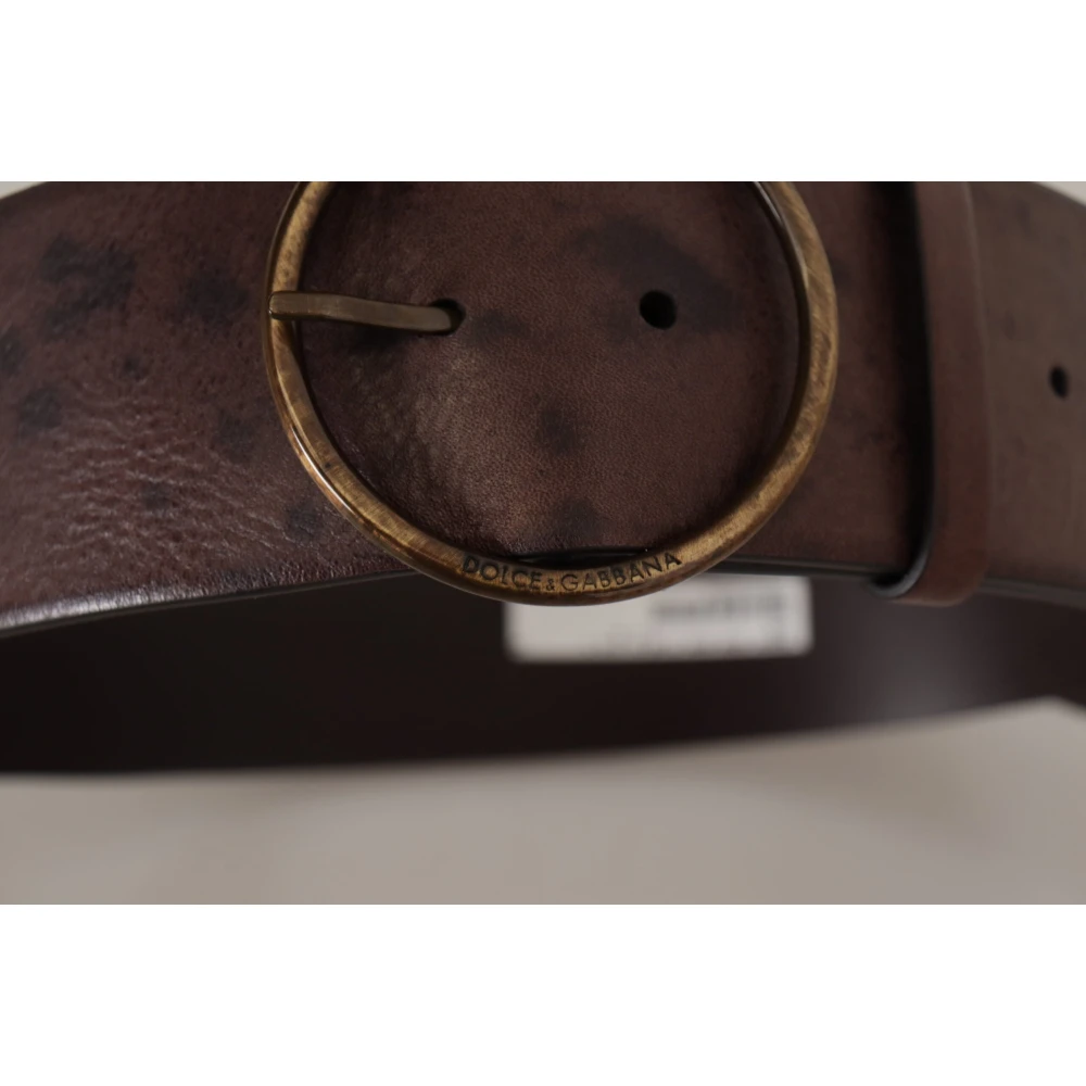 Dolce & Gabbana Breed Kalfsleren Logo Riem Brown Dames