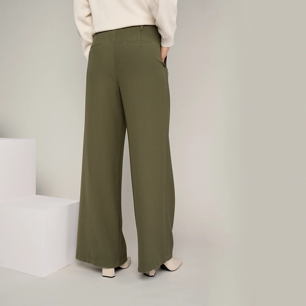Marie Méro Wijde Pijp Geplooide Broek Green Dames