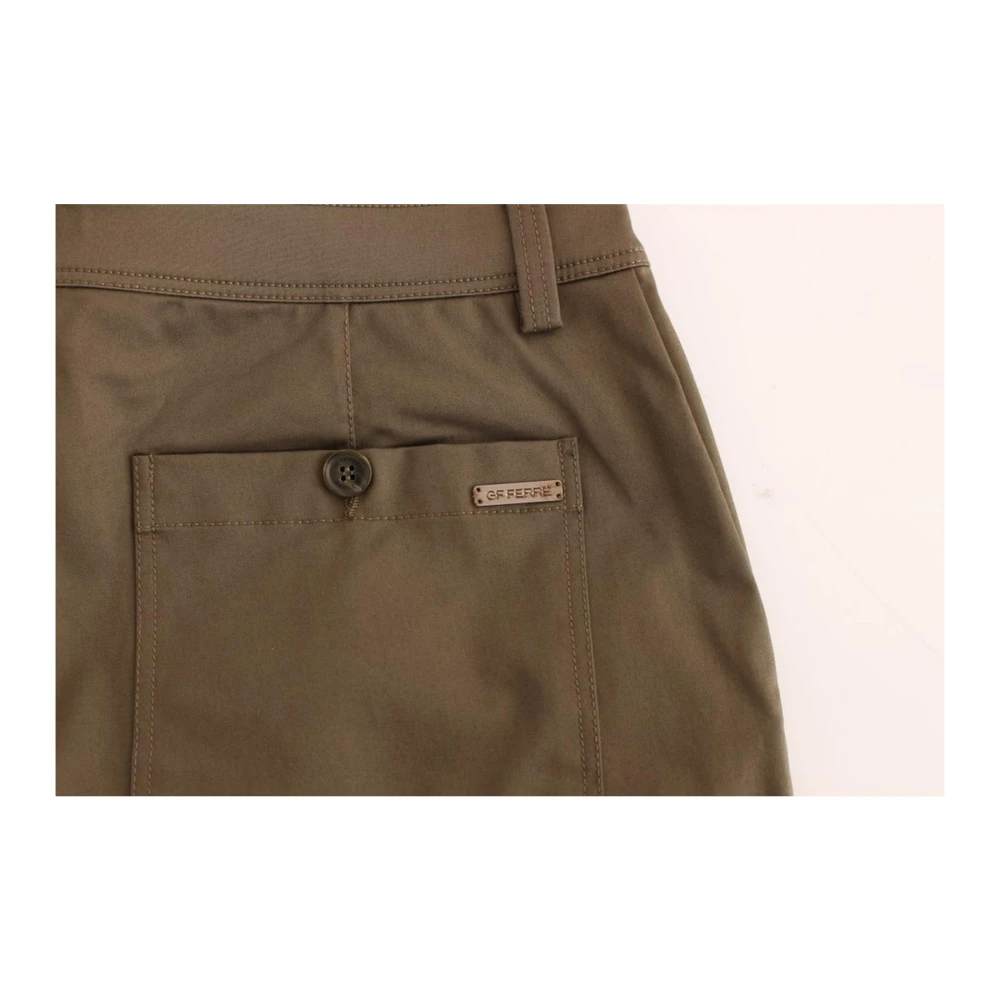 Gianfranco Ferré Groene Katoenen Stretch Logo Broek Green Heren