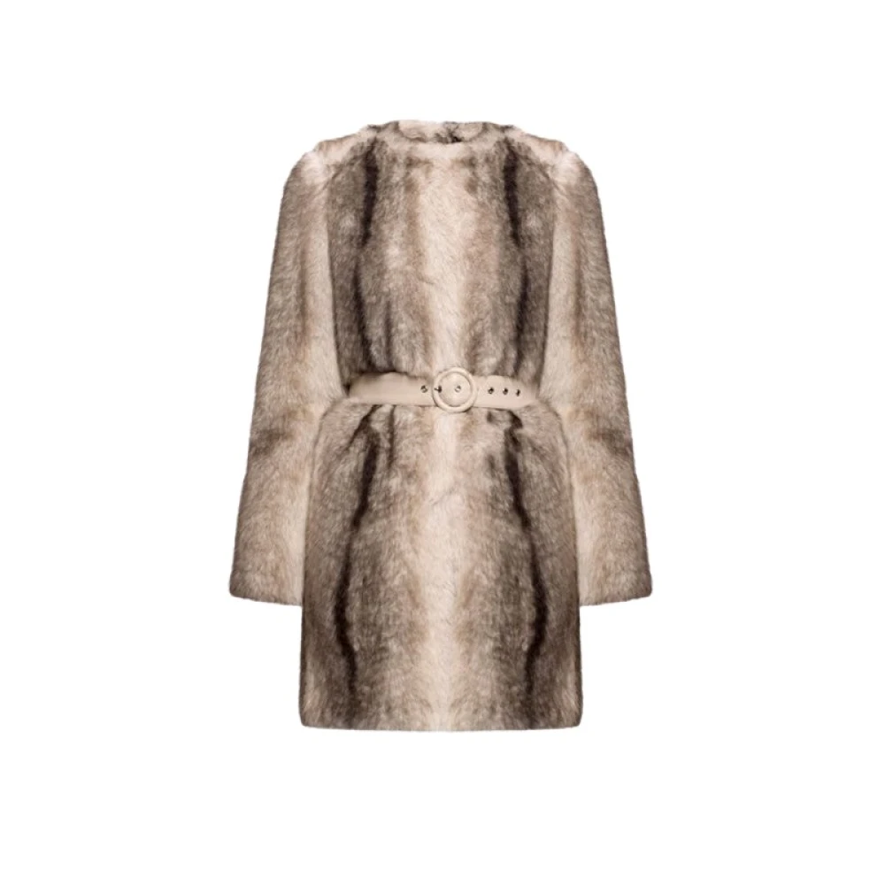 Twinset Donna Marrone Cappotto Con Cintura Effetto Sfumato - Immagine 3