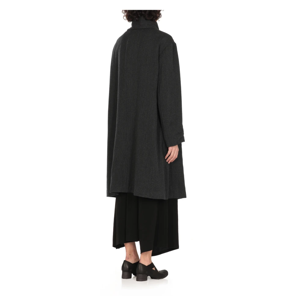 Y-3 Grijze wollen jas met sjaal Gray Dames