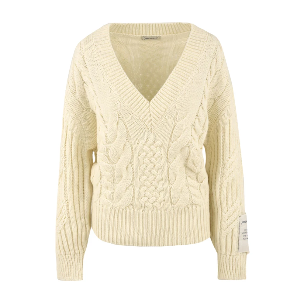 Hinnominate Women's White V-Neck Knitwear, M, Stylish Jumpers