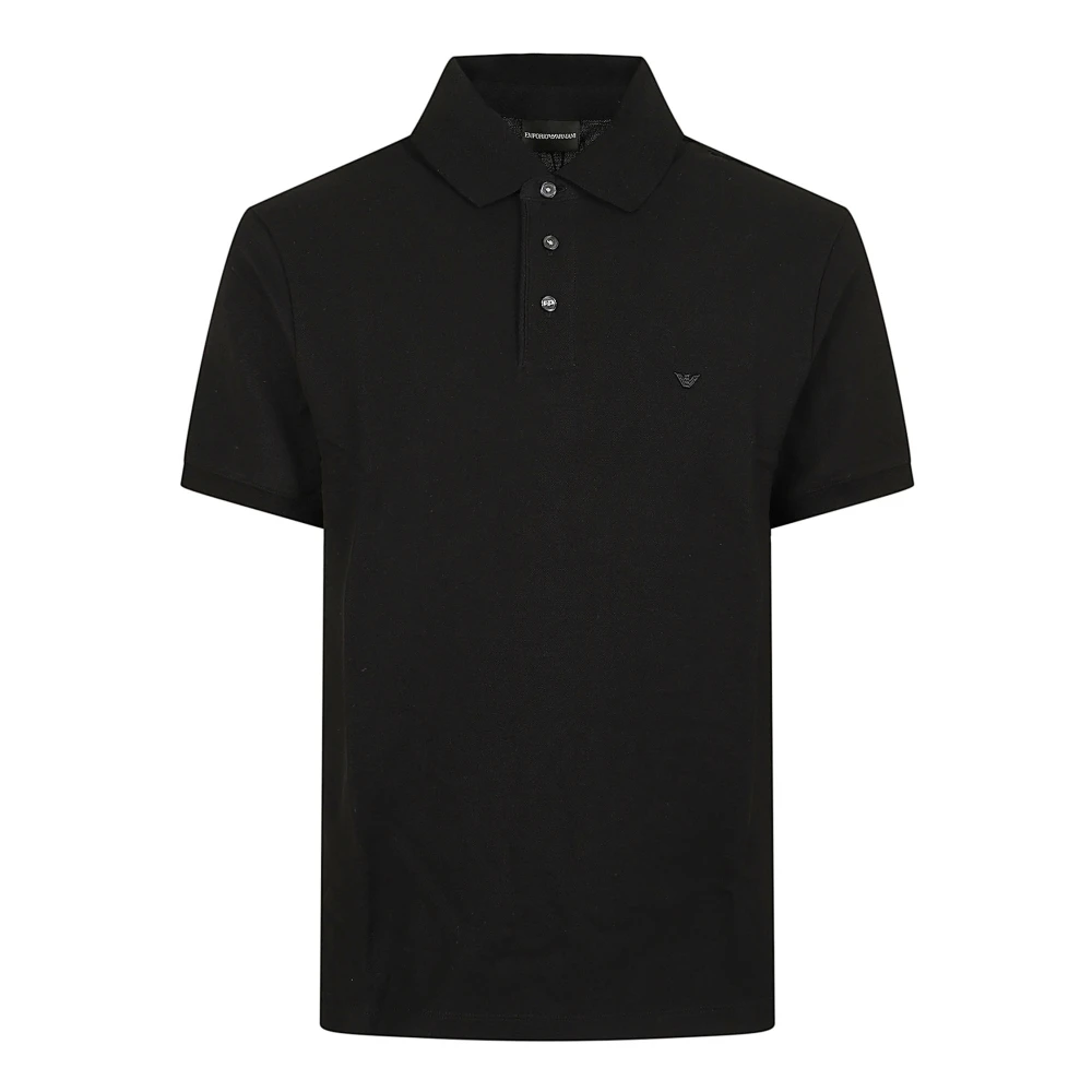 Emporio Armani Polo Shirts, Male, S, Regular Fit Piqué Polo Shirt Black