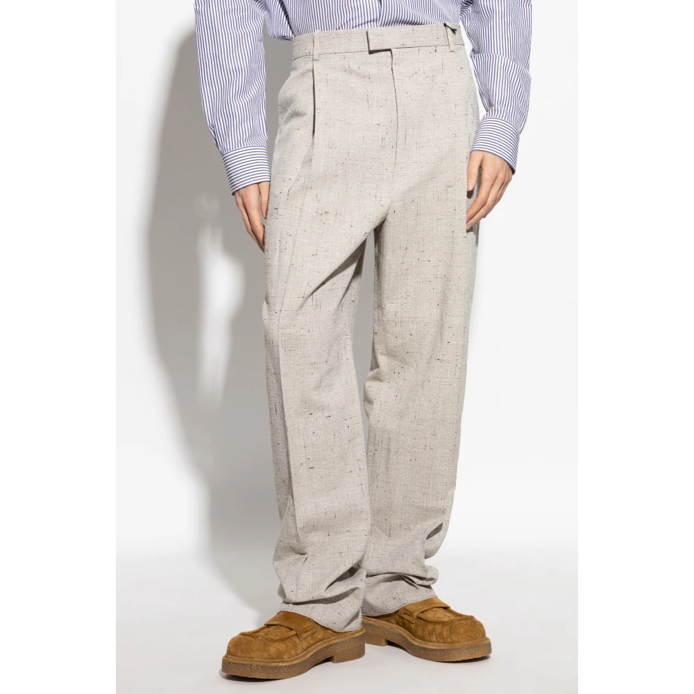 Bottega Veneta Geplooide broek Gray Heren