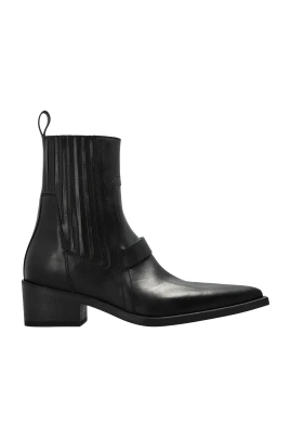 Spetsiga sliver-läder ankelboots